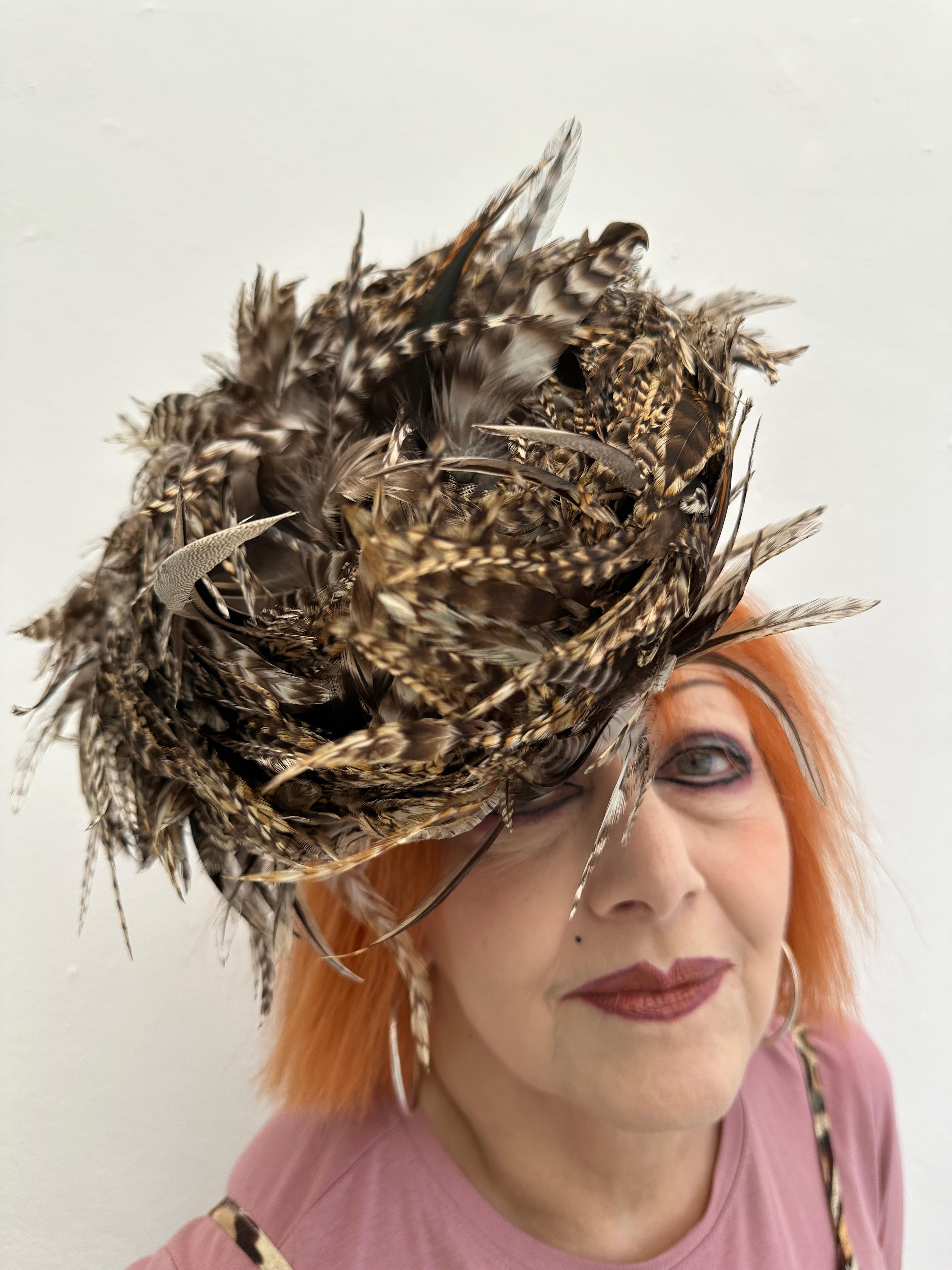 Mid-Century Modern Vintage 1998 Philip Treacy Bespoke Unused Pheasant Feather Fascinator Hat  For Sale