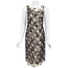 Vintage 1998 Versace Couture Documented Runway Sheer Floral Silk Slip Dress