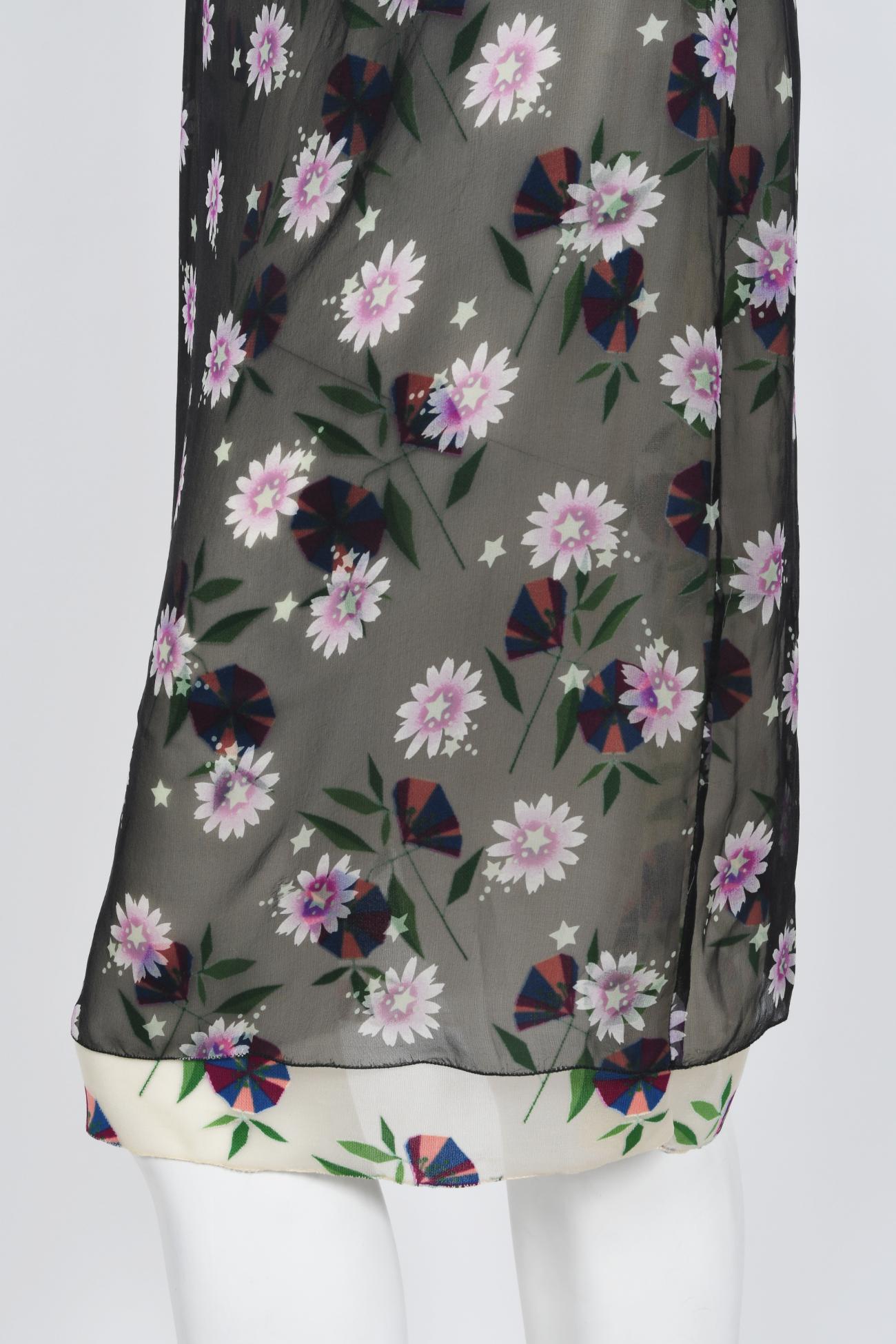 Vintage 1998 Versace Couture Documented Runway Sheer Floral Silk Slip Dress 4