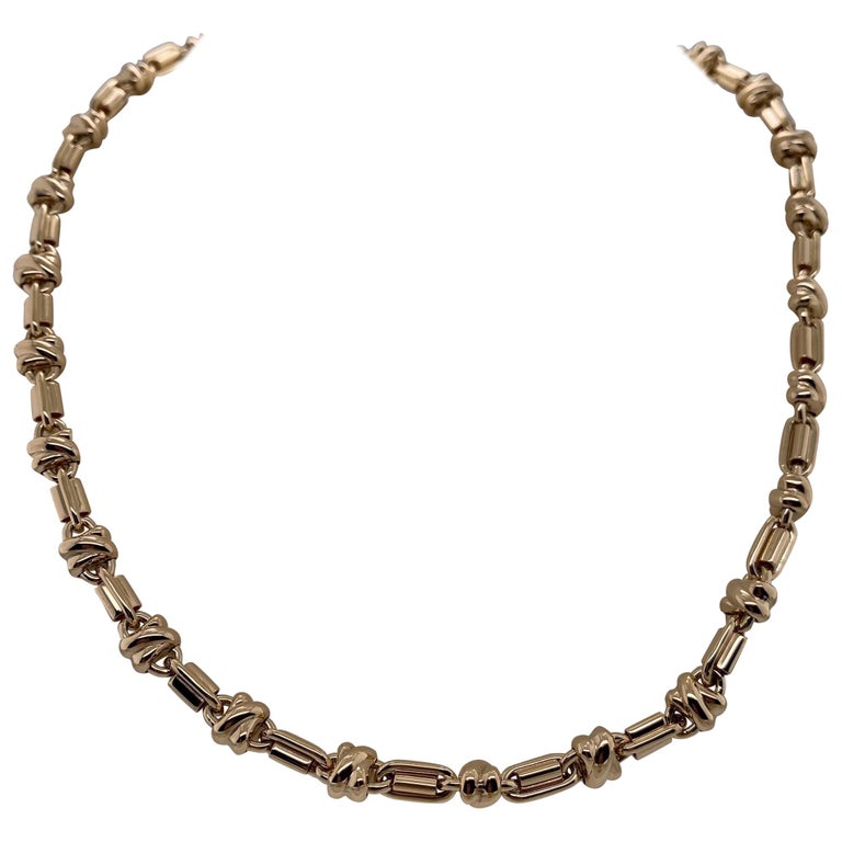 Vintage 1999 14 Karat Yellow Gold Italian Link Necklace For Sale At 1stdibs