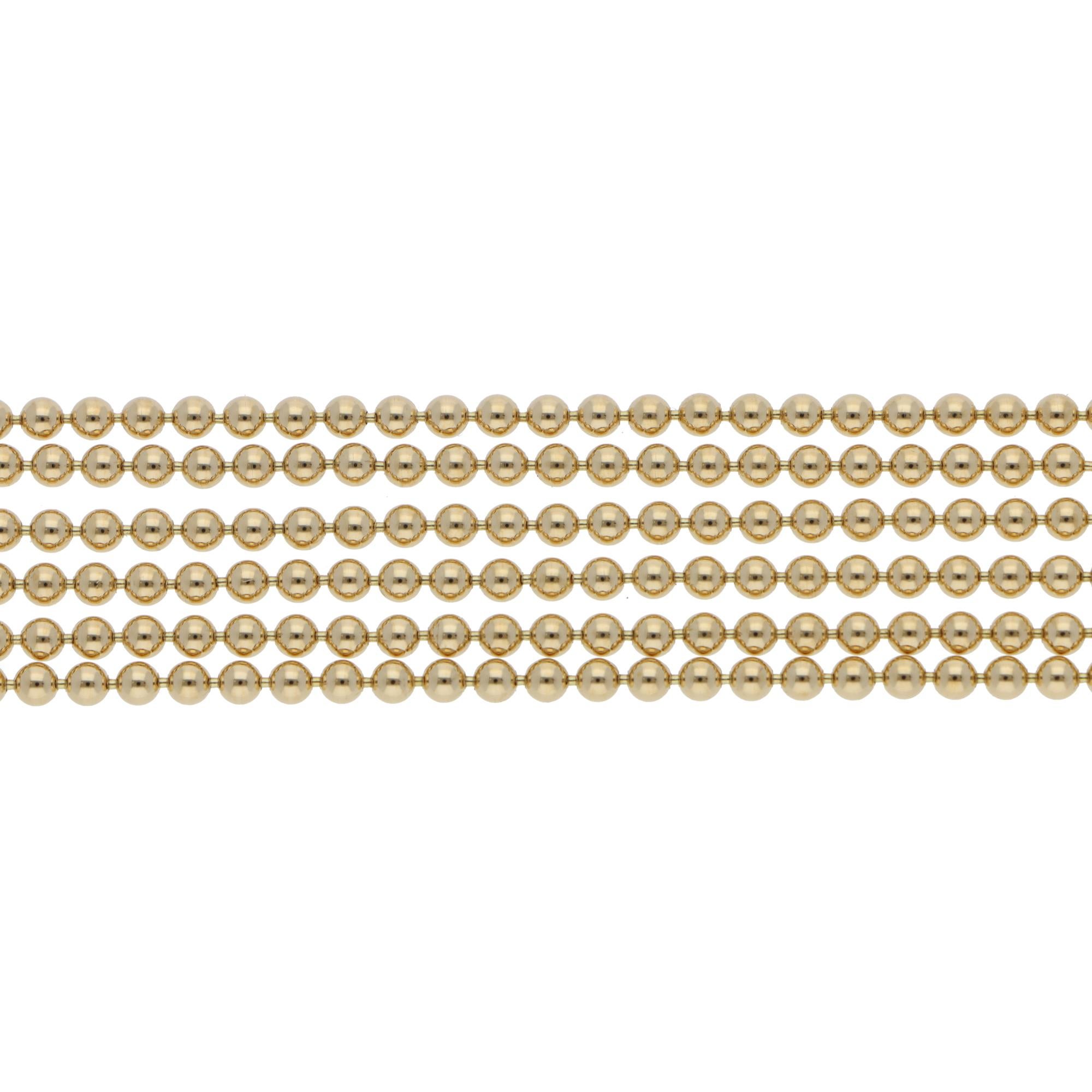 Vintage 1999 Cartier Draperie Bead Link Bracelet in Yellow Gold In Excellent Condition In London, GB