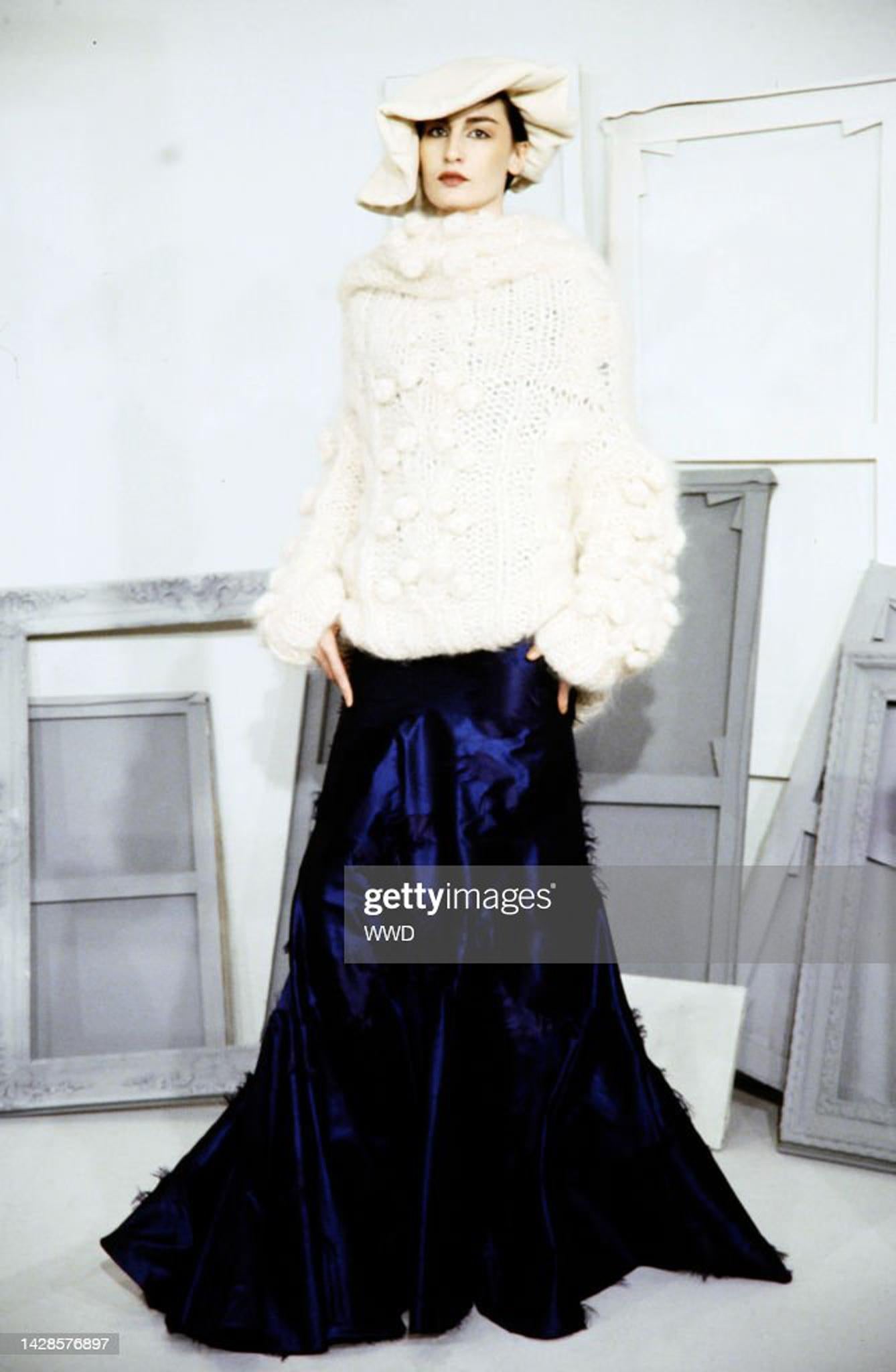 Vintage 1999 Christian Dior by Galliano Sapphire Blue Eyelash Silk Bias-Cut Gown 5