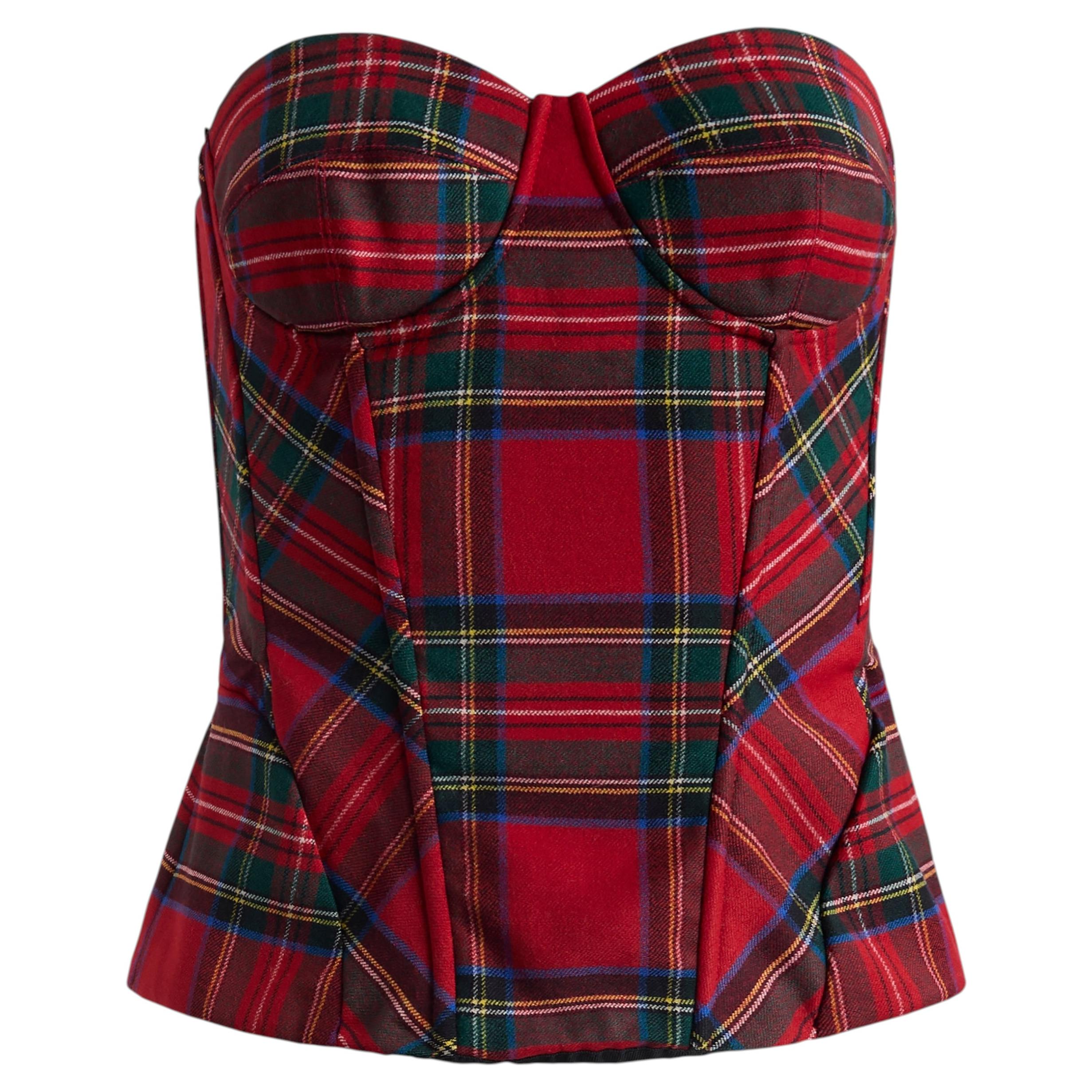 Vintage 1999 Dolce & Gabbana Red Tartan Corset Top
