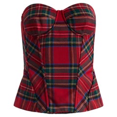 Vintage 1999 Dolce&Gabbana Red Tartan Corset Top