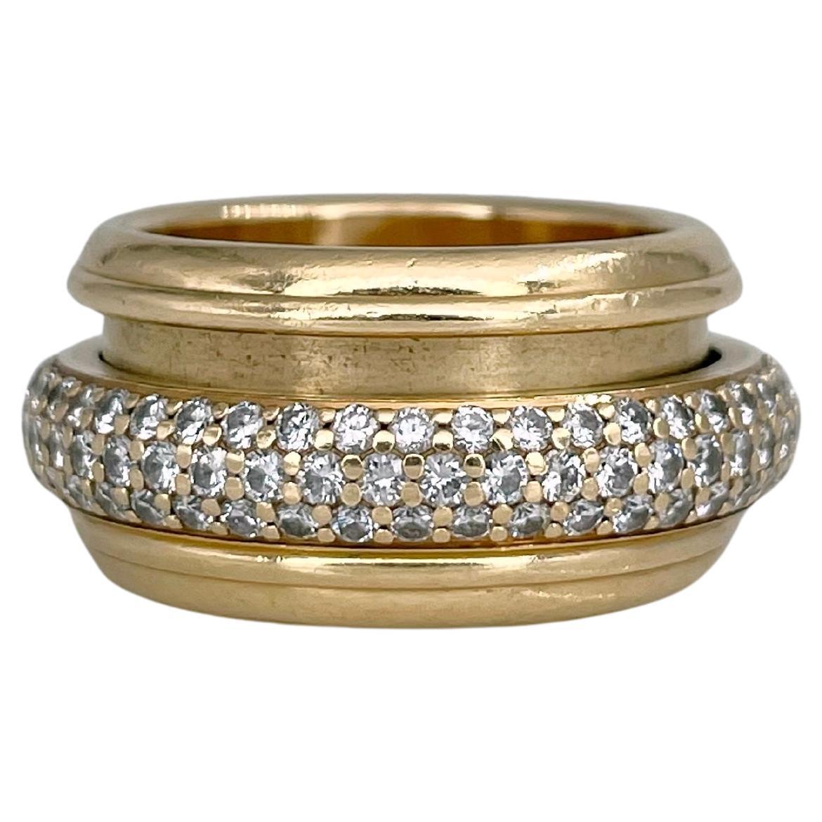Vintage 1999 Piaget “Possession” 18 Karat Gold Diamond Spinning Band Ring For Sale
