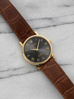 Vintage 1999 Rolex Cellini 6110 18K YG Quartz Black and Grey 26mm