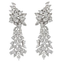 Retro +19ct Pear, Round, & Marquise Diamond Chandelier Earrings Platinum