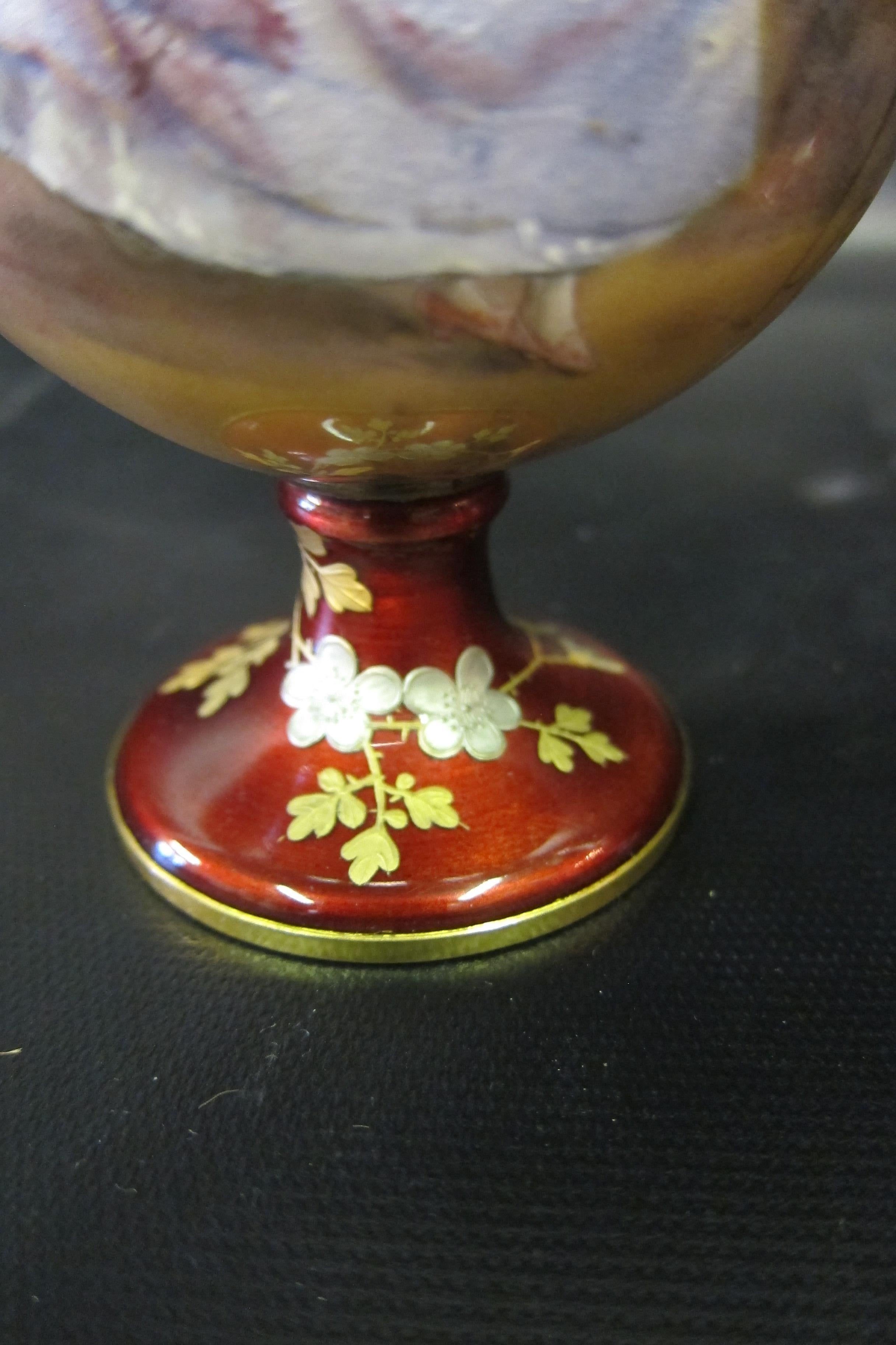 Vintage-Emaille-Vasen, vom Künstler signiert, 19. Jahrhundert, Paar (Französisch) im Angebot