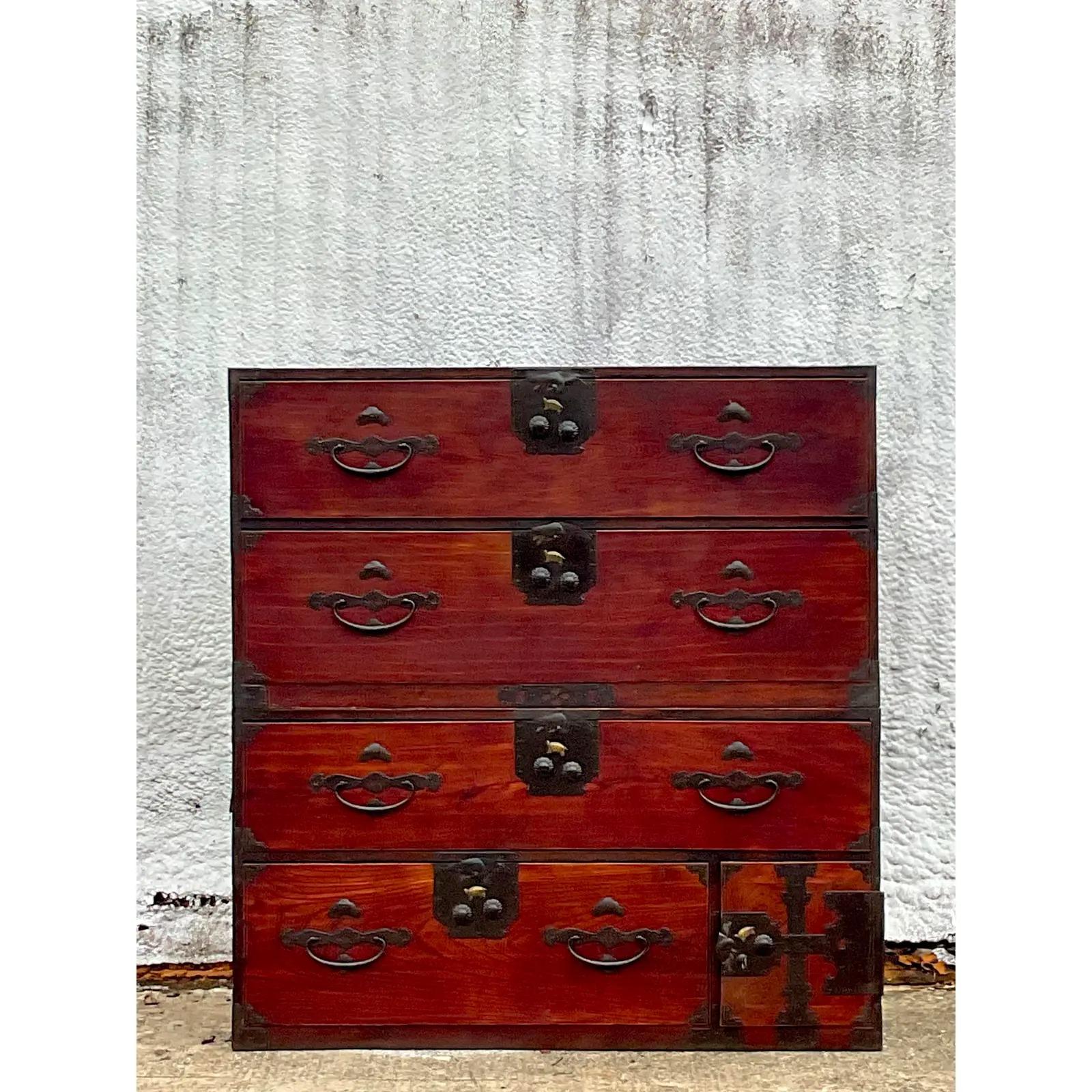Vintage 19th Century Asian Stacking Tansu Cabinets 1