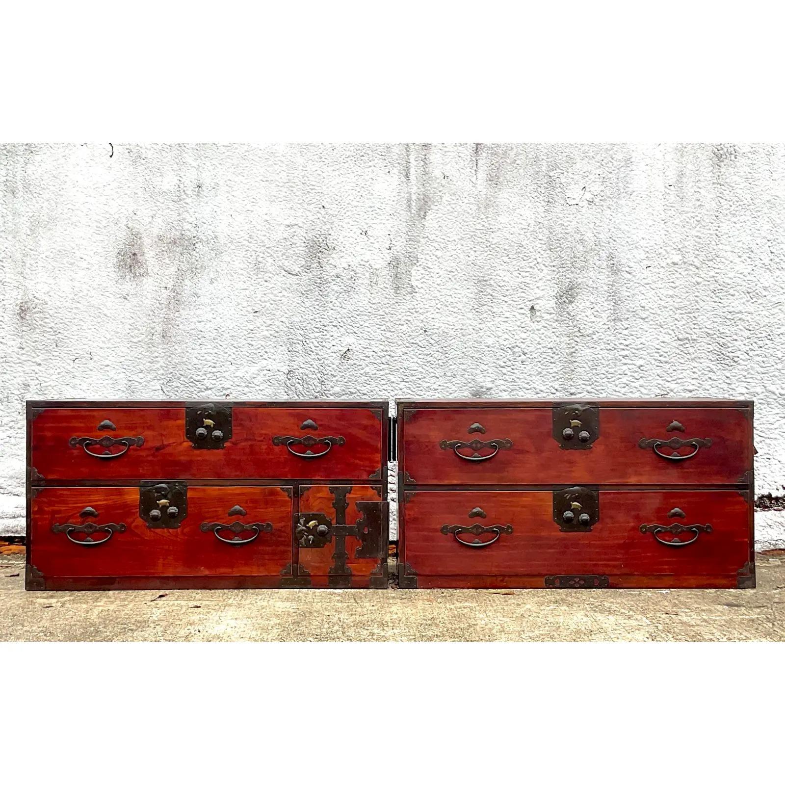 Vintage 19th Century Asian Stacking Tansu Cabinets 3