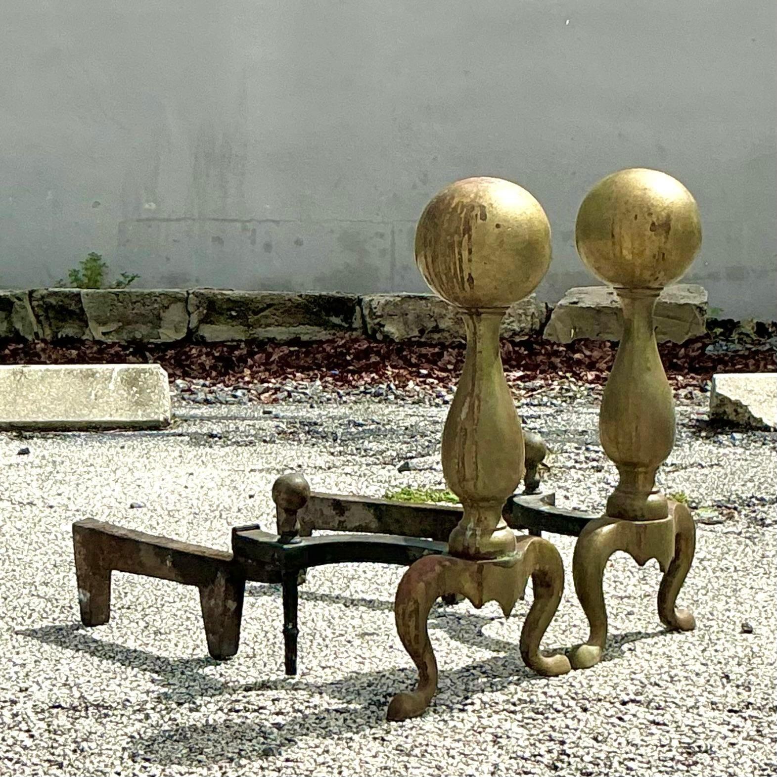 Mid-Century moderno Androni a palla di cannone in ottone del 19° secolo - set di 2 in vendita