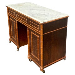 Vintage 19th Century Carved Bamboo Writing Desk
