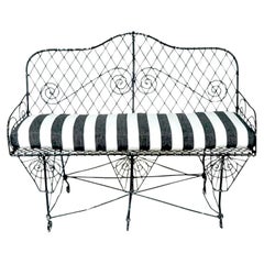 Used 19th Century French Art Nouveau Wire Garden Bench