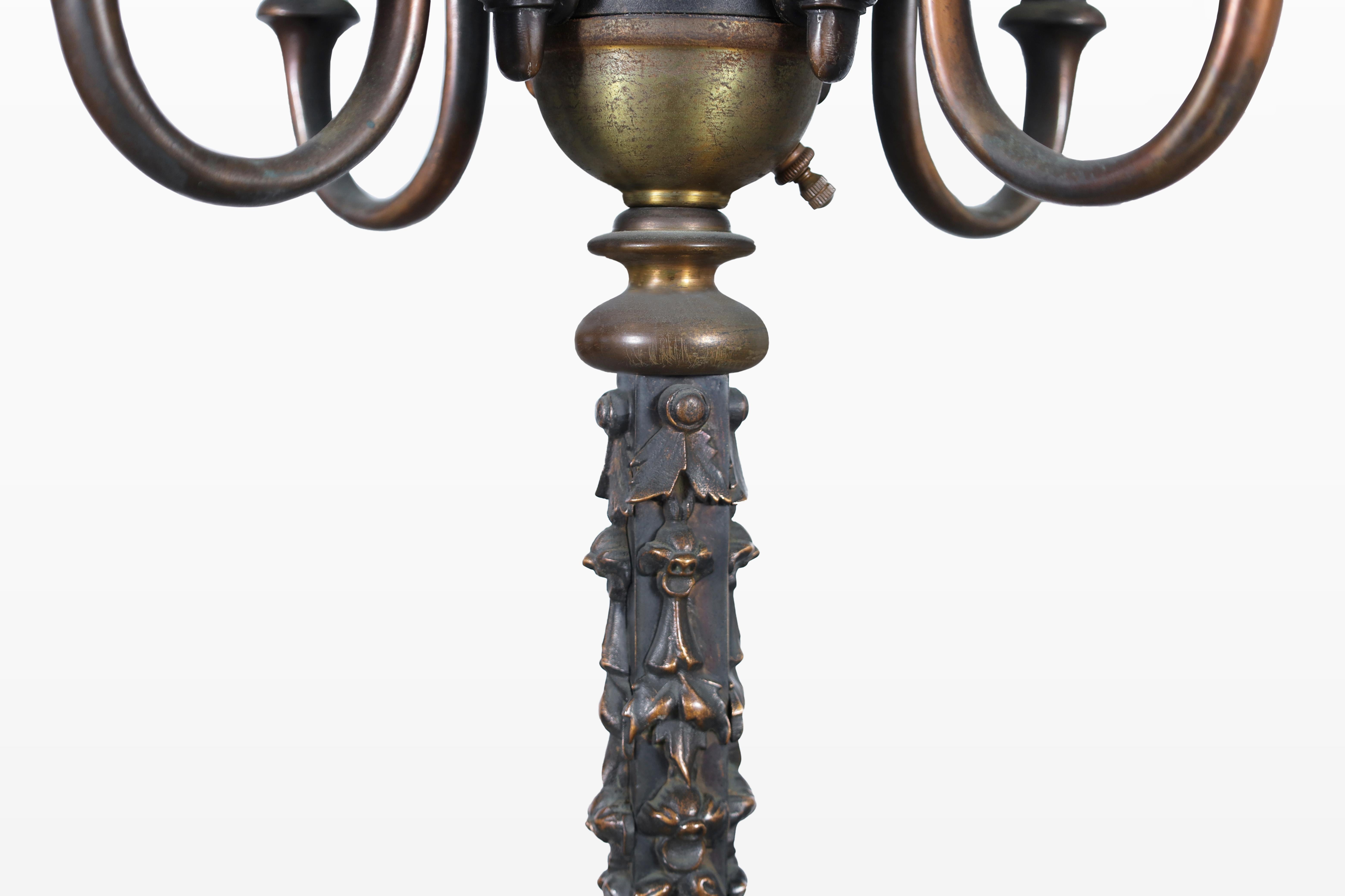 Lampadaire français vintage du 19ème siècle en bronze en vente 3