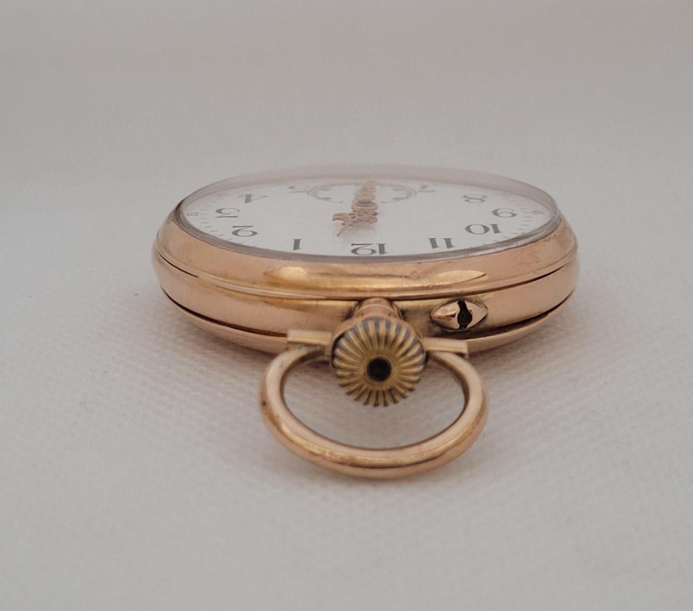 Vintage-Taschenuhr aus Gold des 19. Jahrhunderts, Arbeits, florales Schnörkeldesign für Damen oder Herren im Angebot