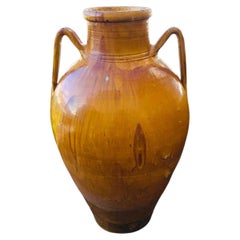 Vintage 19th Century Italian Amphora with Ochre Glaze