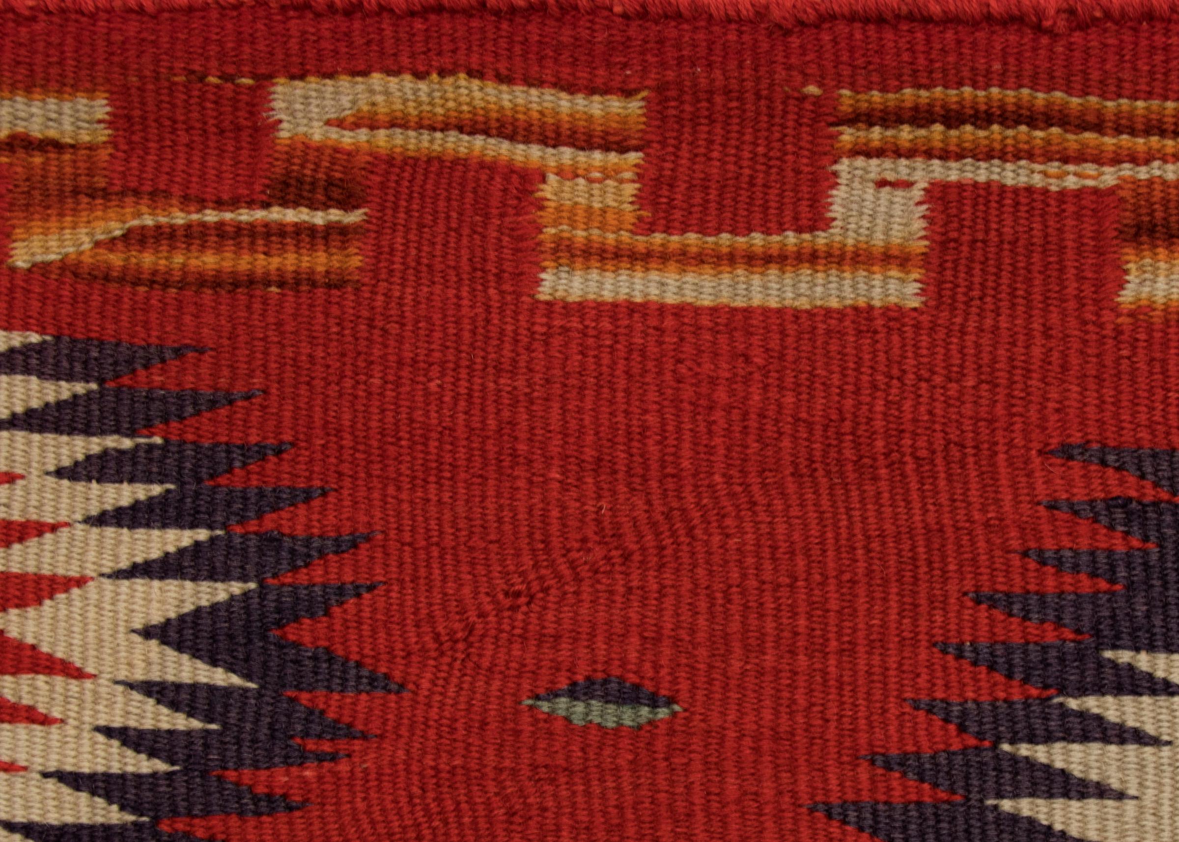 Hand-Knotted Vintage 19th Century Navajo Germantown Weaving, Saddle Blanket, circa 1890