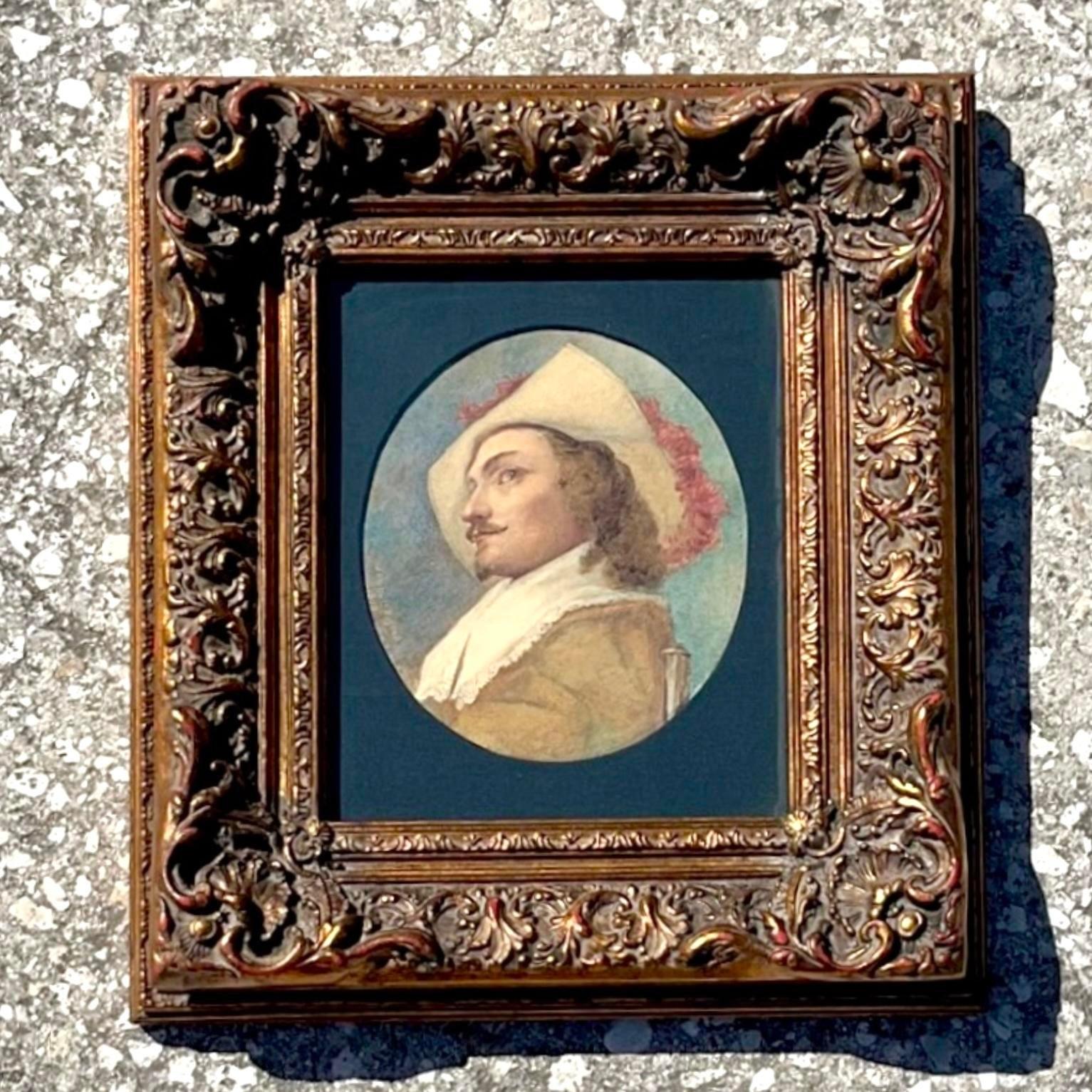 Vintage 19th Century Oil Portrait Painting on Board For Sale at 1stDibs