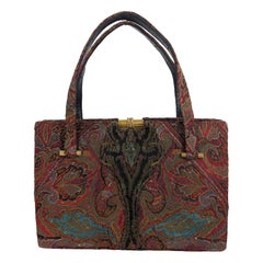 Vintage 19th Century Paisley Top Handle Purse