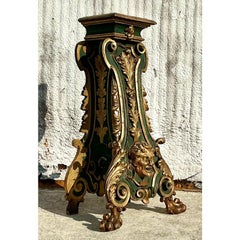 Piédestal Regency du 19ème siècle peint et doré