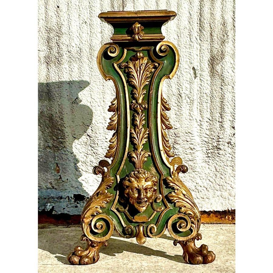 Vintage 19. Jahrhundert Regency Vergoldet Painted Pedestal im Zustand „Gut“ im Angebot in west palm beach, FL