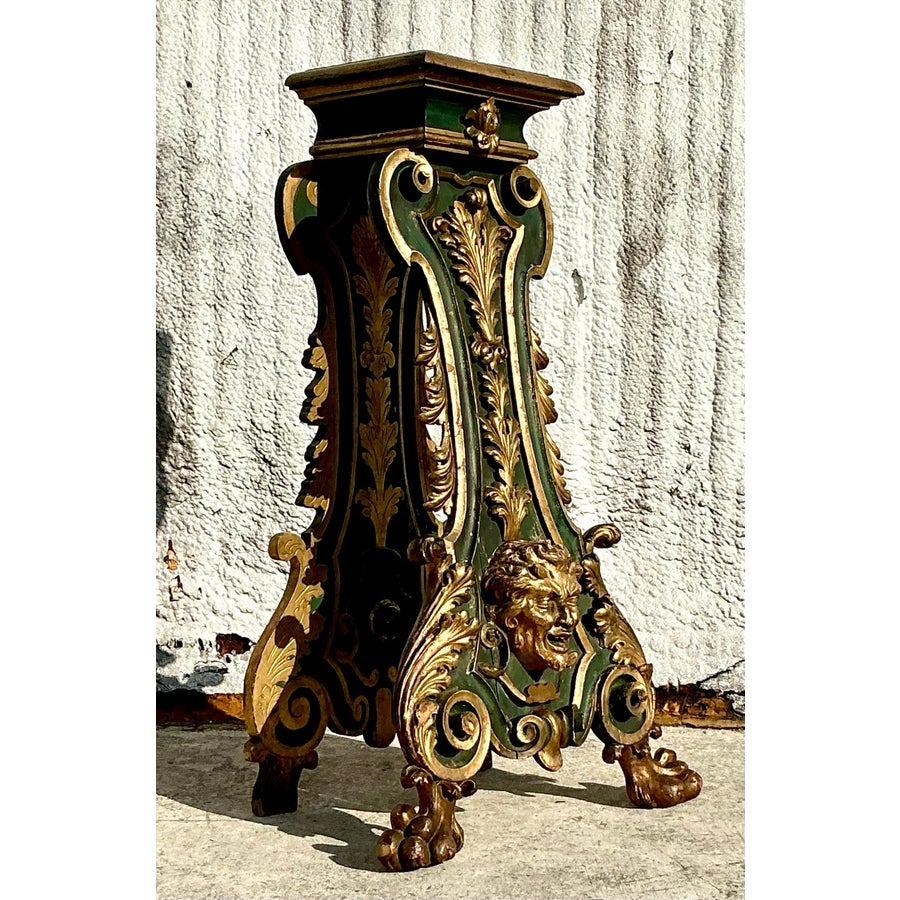 Vintage 19. Jahrhundert Regency Vergoldet Painted Pedestal (Holz) im Angebot