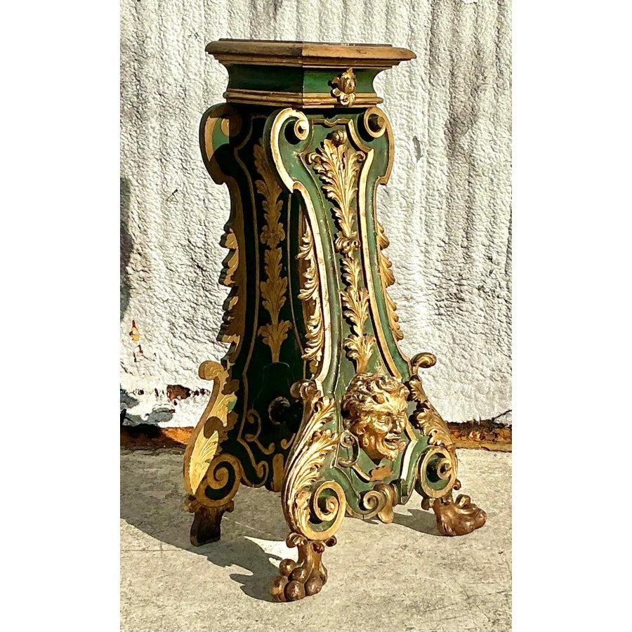 Vintage 19. Jahrhundert Regency Vergoldet Painted Pedestal im Angebot 2