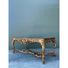 Vintage 19th Century Rococo Parcel Gilt Wood Console Table