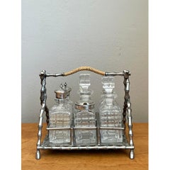 Vintage 19th Century Sheffield Bamboo Plate Cruet Set of 7