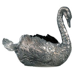 Vieux cygne en argent du 19ème siècle par Ludwig Neresheimer & Co. - Hanau, Allemagne