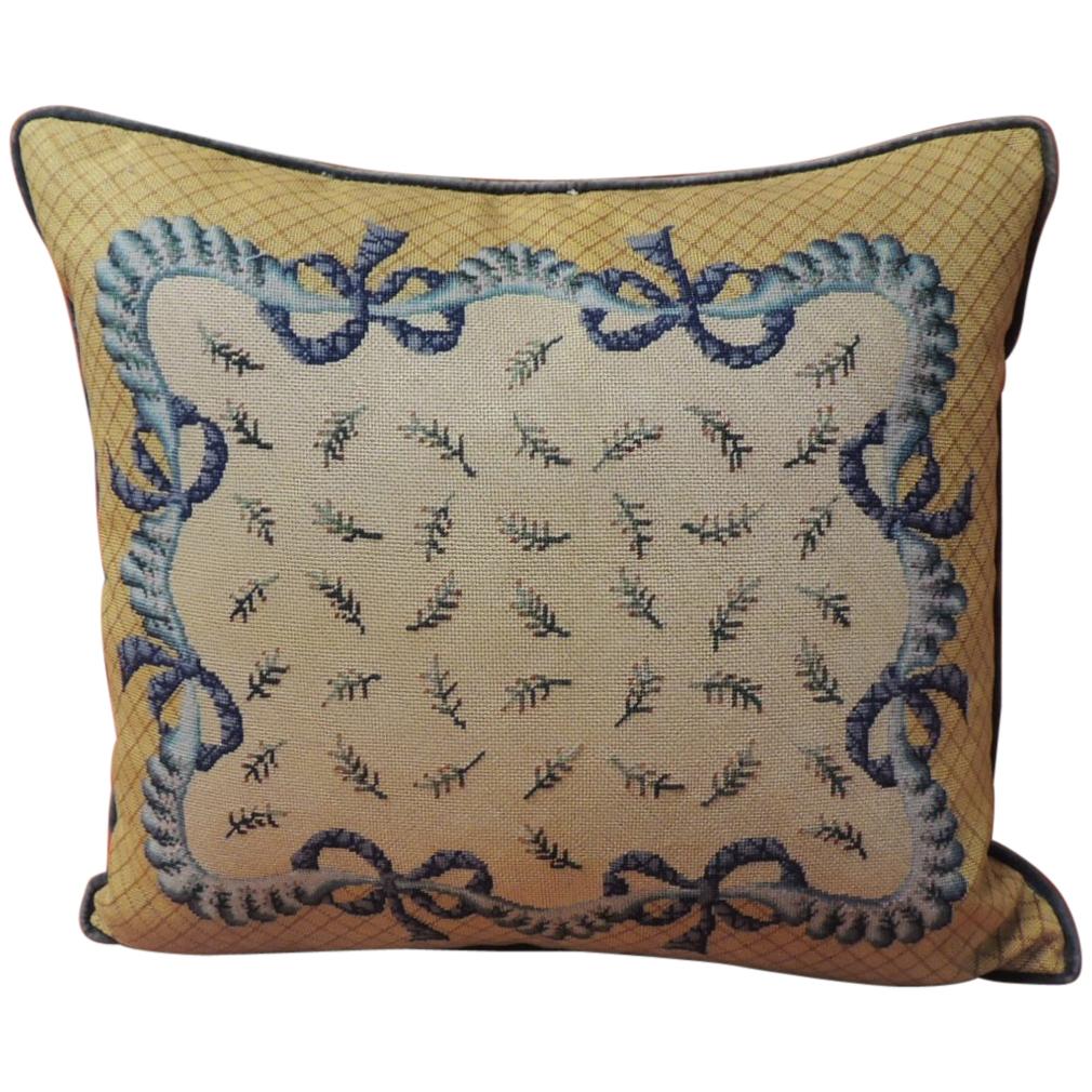 Vintage Blue and Yellow Decorative Tapestry Pillow