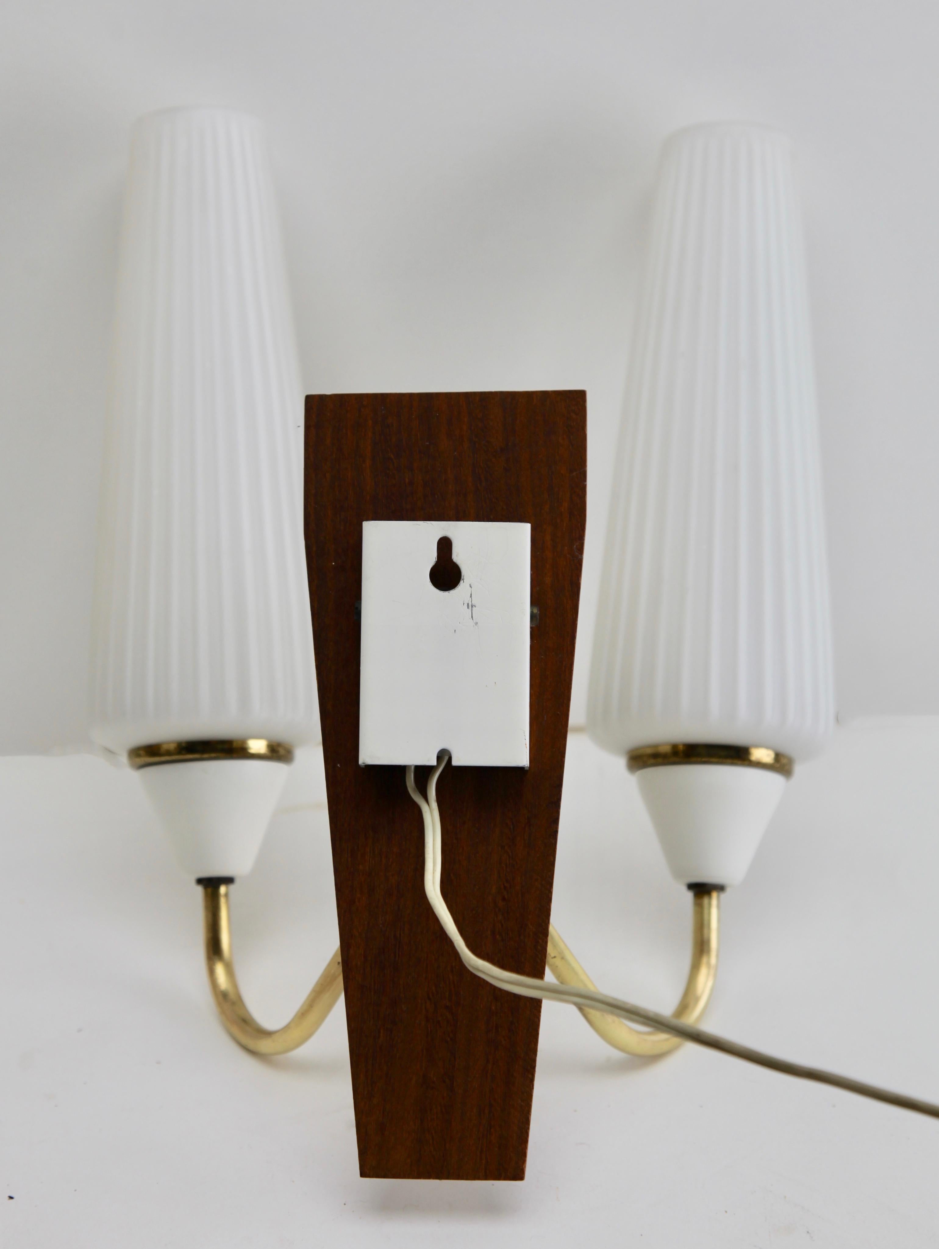 Brass Vintage 2 Arms Wall Mount Lamp in the Style of Stilnovo, Italian, 1960s