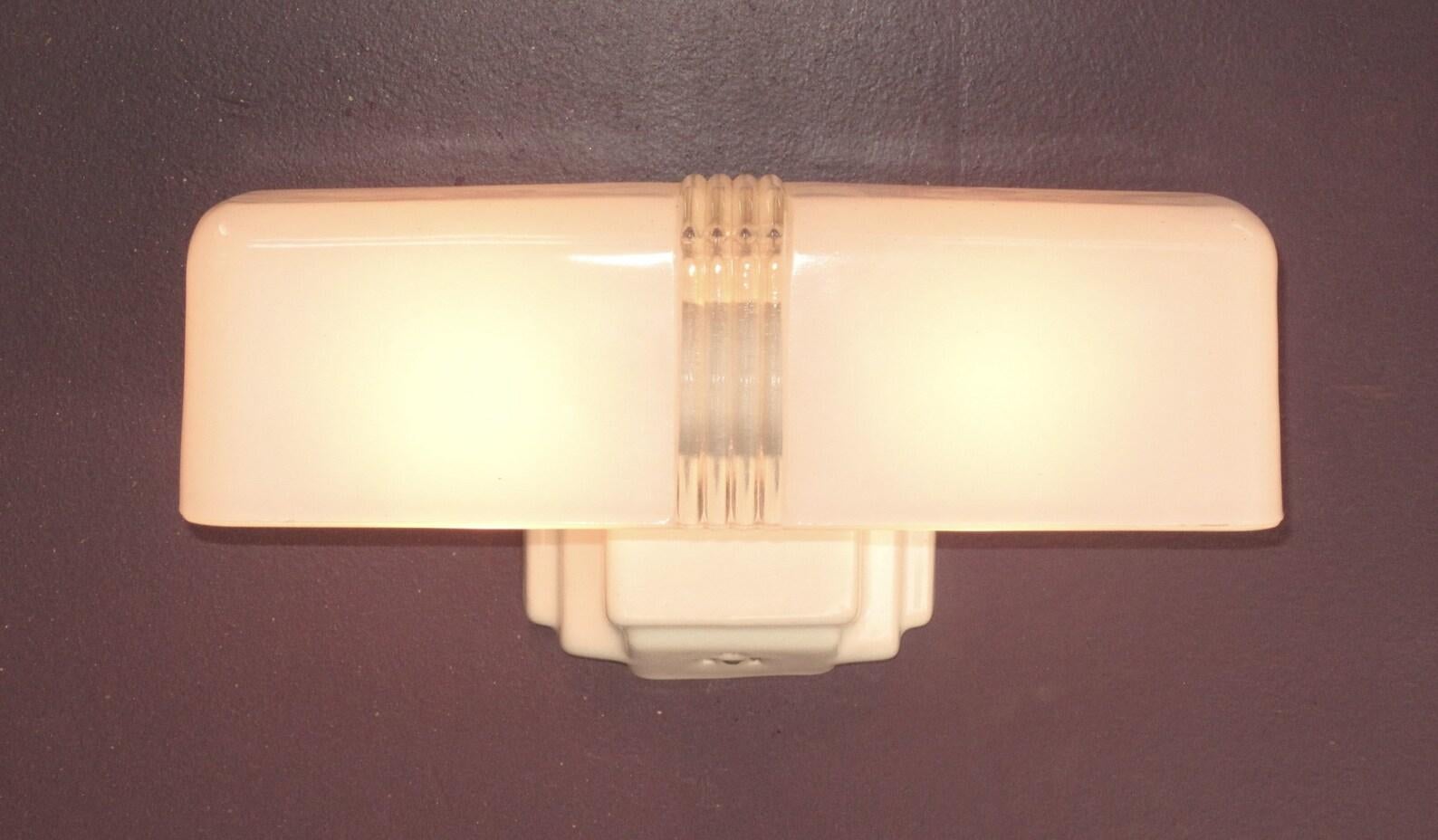 Vintage 2 Bulb Porcelain Bath Sconce Light 1