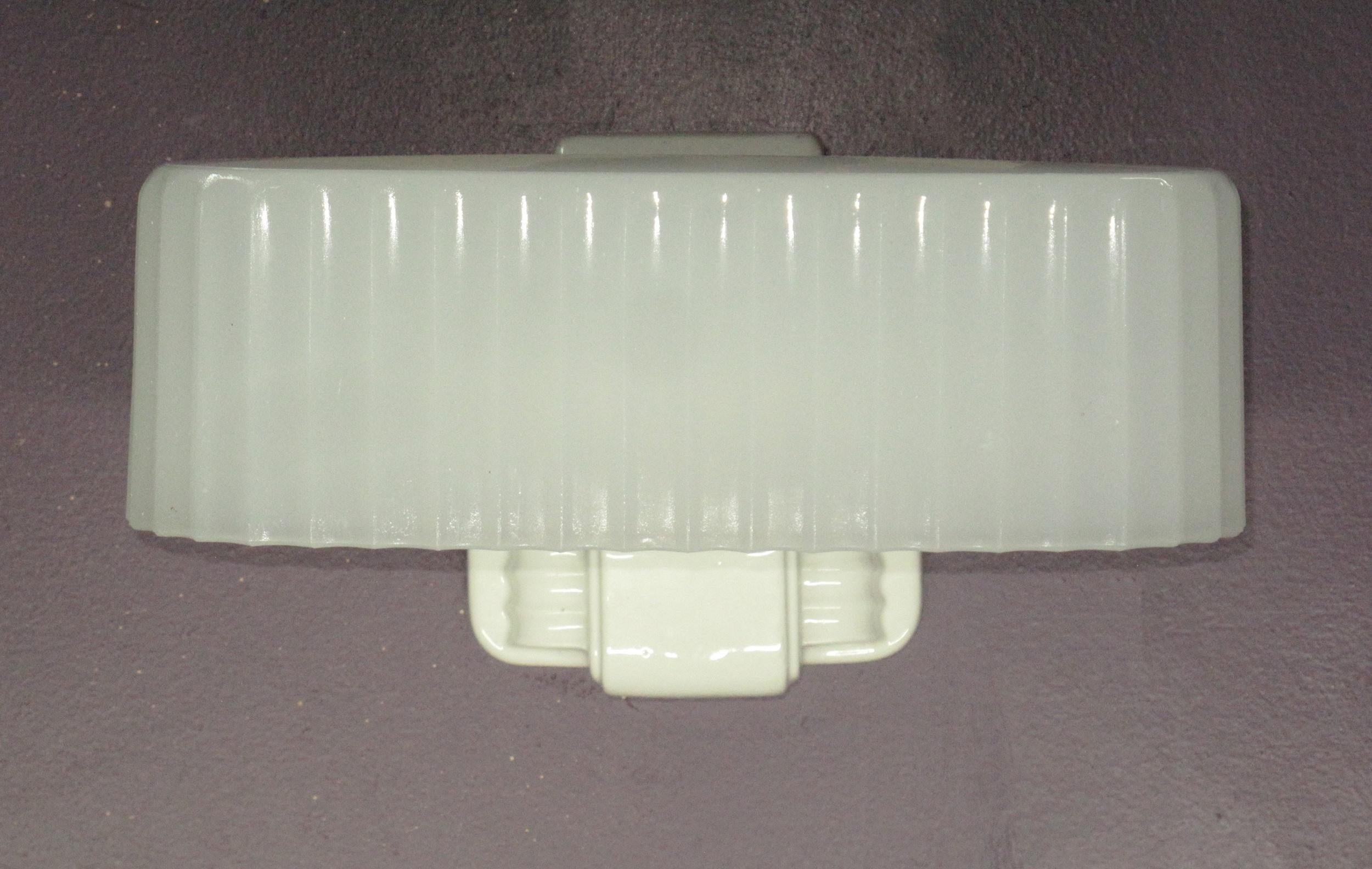 20th Century Vintage 2 Bulb White Porcelain Bathroom Wall Sconce Lights