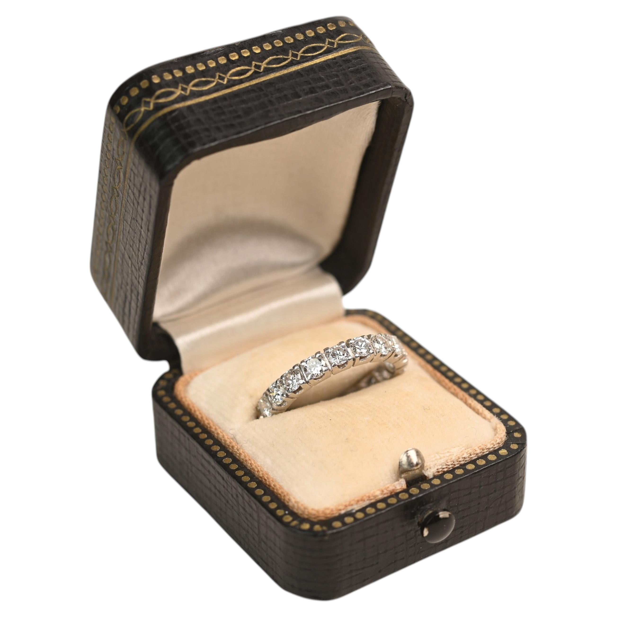 Vintage 2 Carat Brilliant Wedding Ring. Eternity Diamond Band Platinum Size 6
