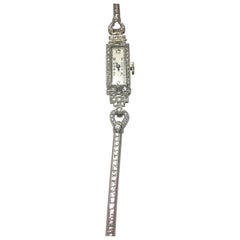 Vintage 2 Carat Diamond and Platinum Thin Watch