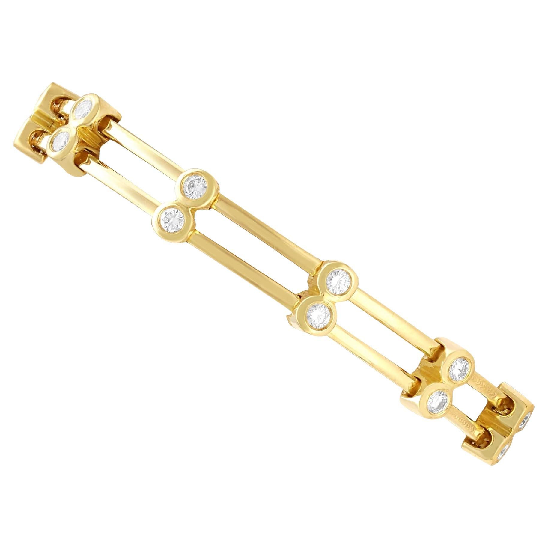 Vintage 2 Carat Diamond and Yellow Gold Bracelet For Sale