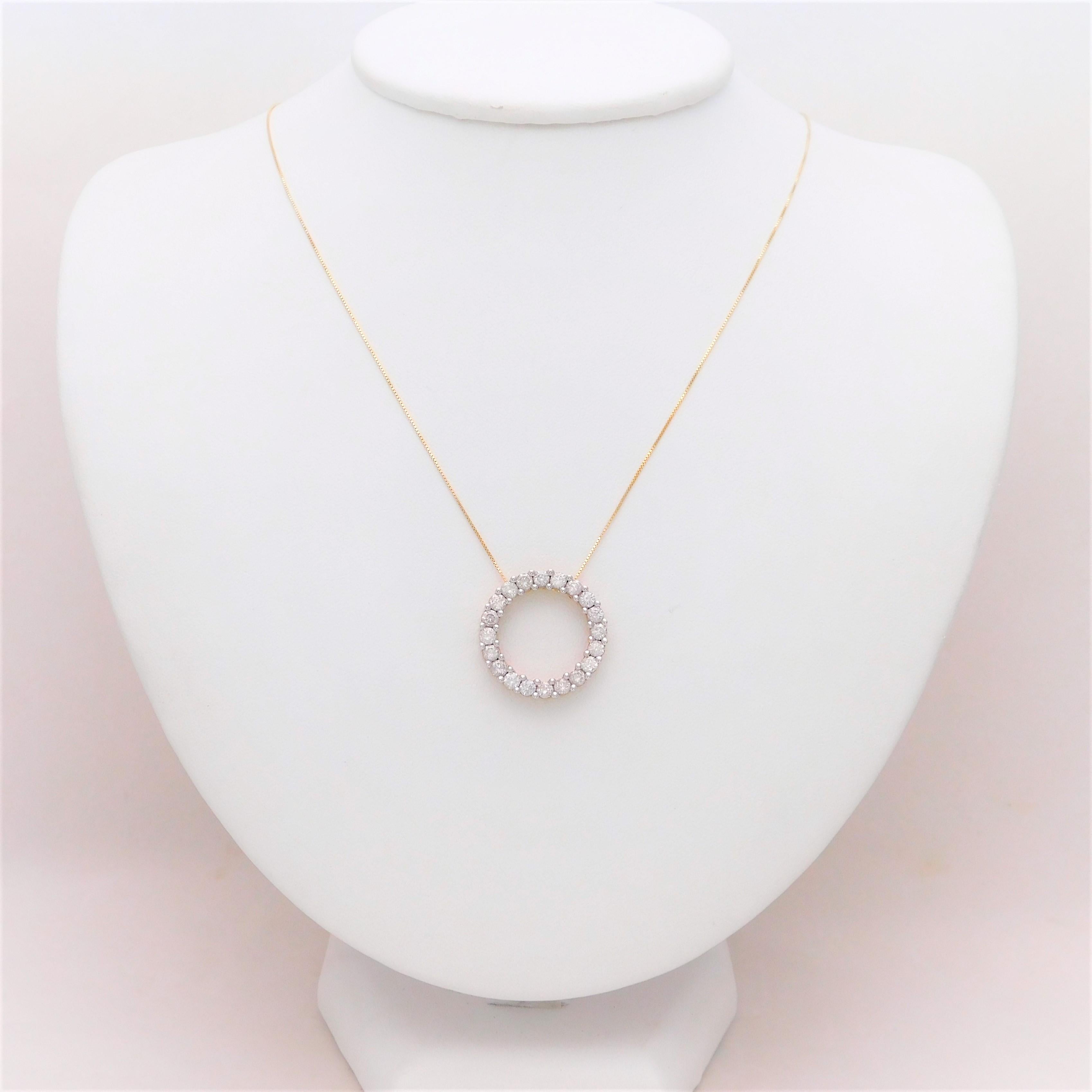 Vintage 2 Carat Diamond “Circle of Love” Pendant Necklace In Excellent Condition In Metairie, LA