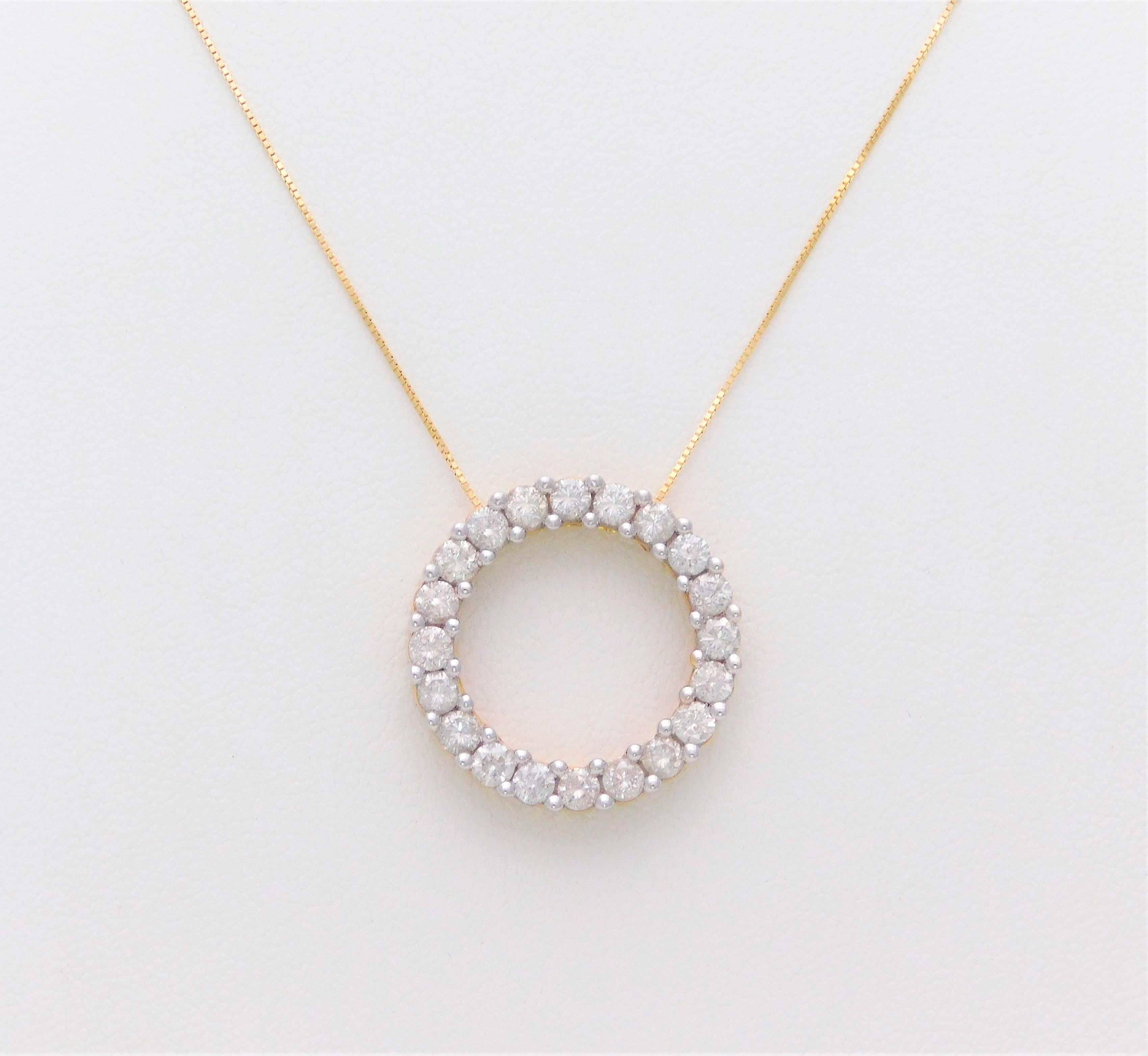 Women's Vintage 2 Carat Diamond “Circle of Love” Pendant Necklace