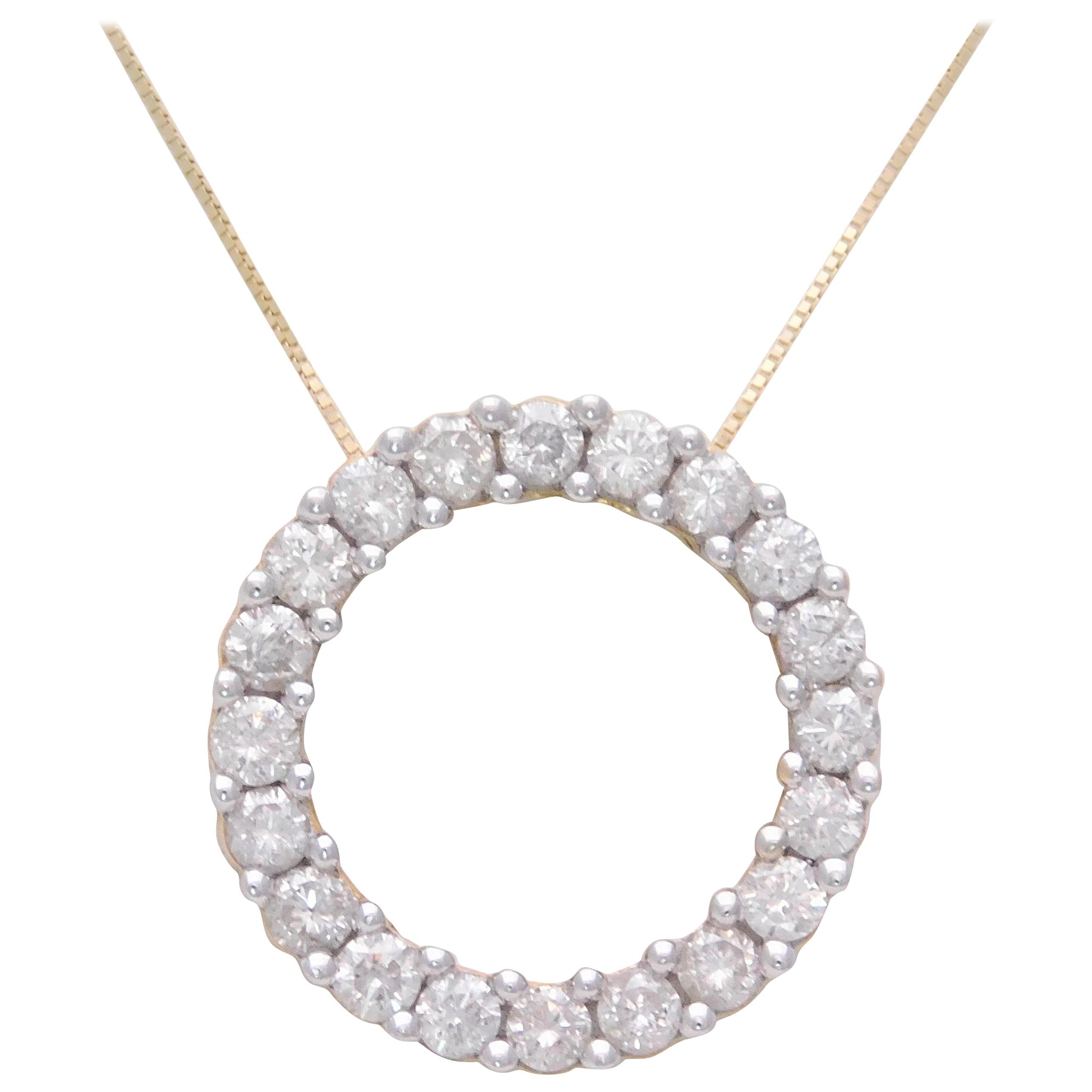Vintage 2 Carat Diamond “Circle of Love” Pendant Necklace
