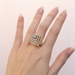 Vintage 2 Carat Diamond Geometric 18k Gold Ring