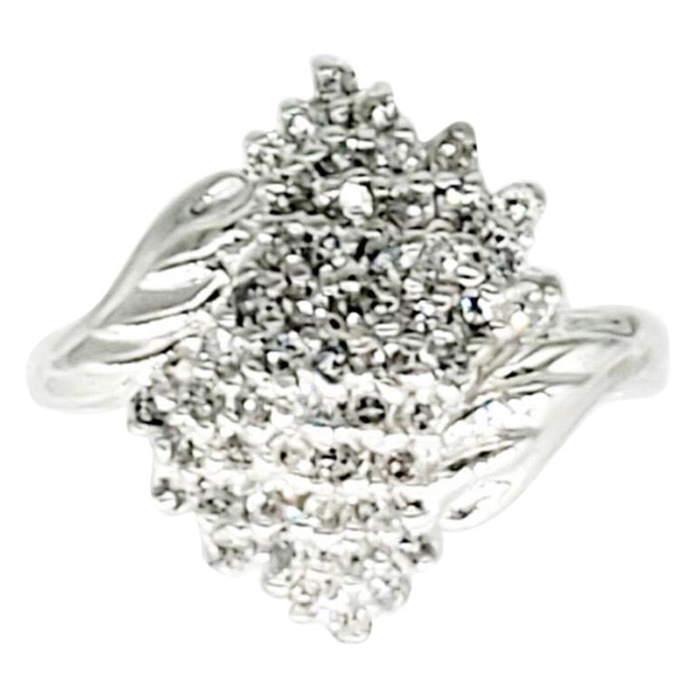 Vintage 2 Carat Diamonds Cluster Ring 14 Karat White Gold For Sale