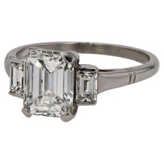 Vintage 2 Karat Smaragdschliff Diamant Verlobungsring