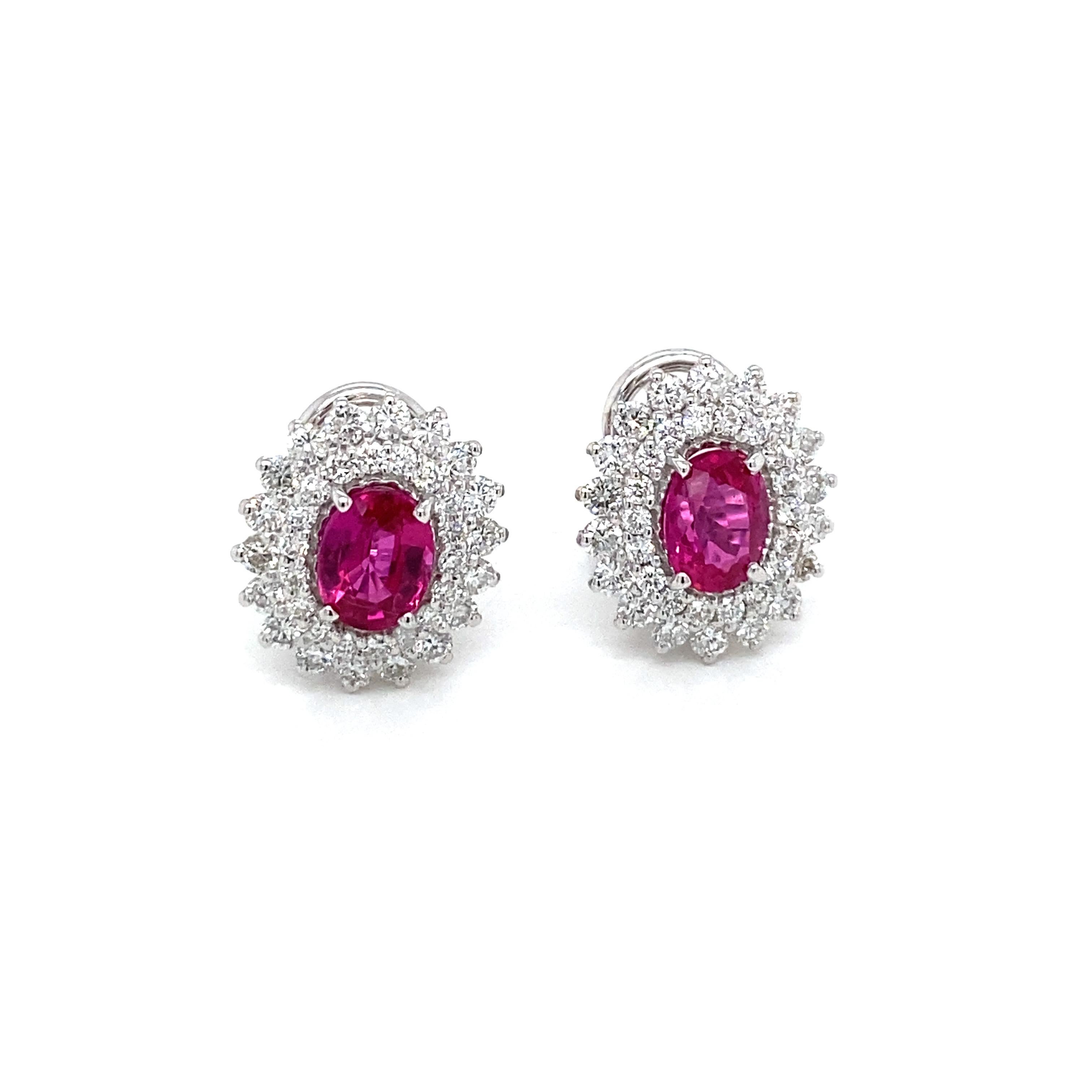 ruby cluster earrings