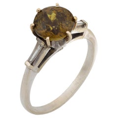 Vintage 2 carat sphene diamond 14k white gold ring