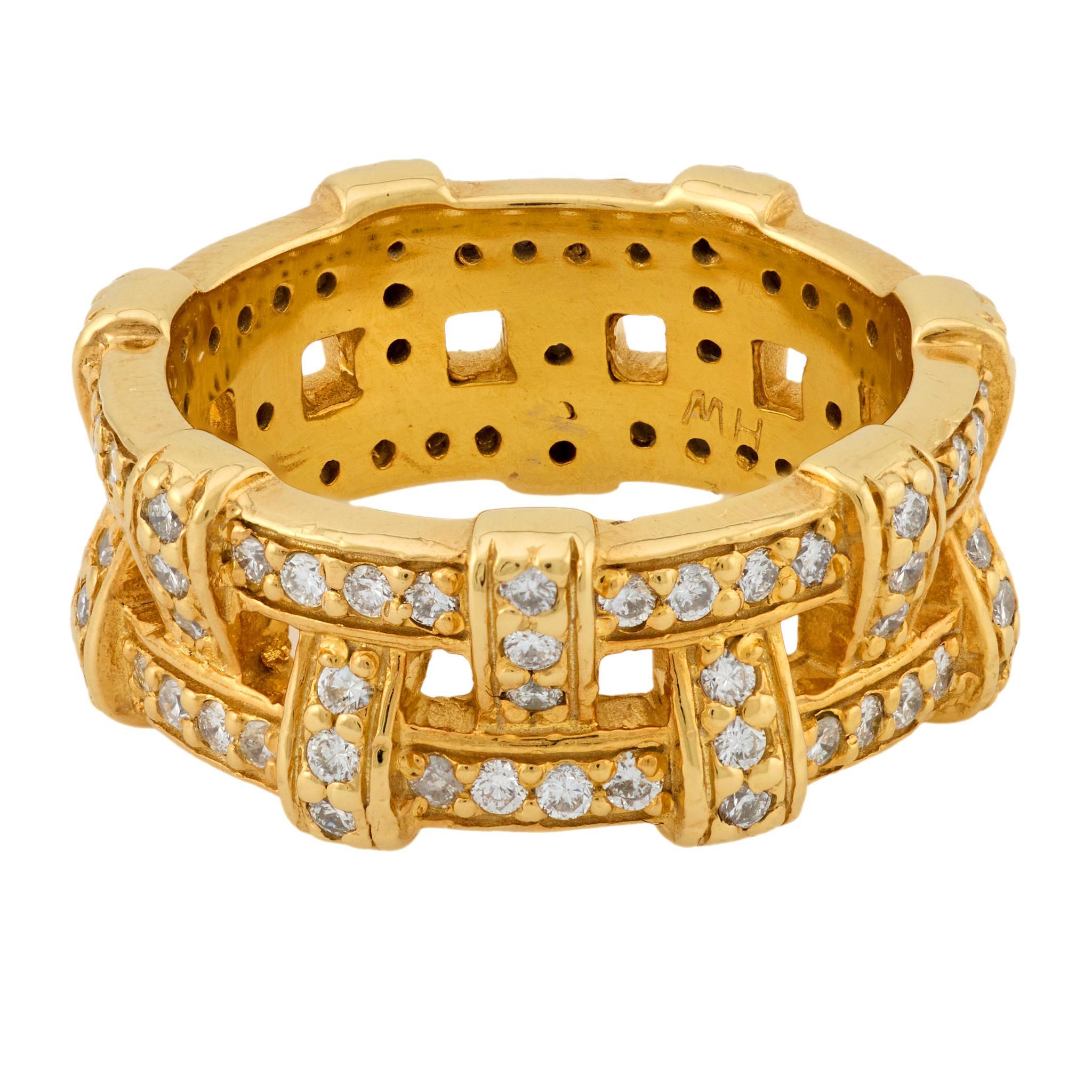 Vintage 2 Karat Gesamtgewicht Diamant 14k Gelbgold Band (Moderne) im Angebot