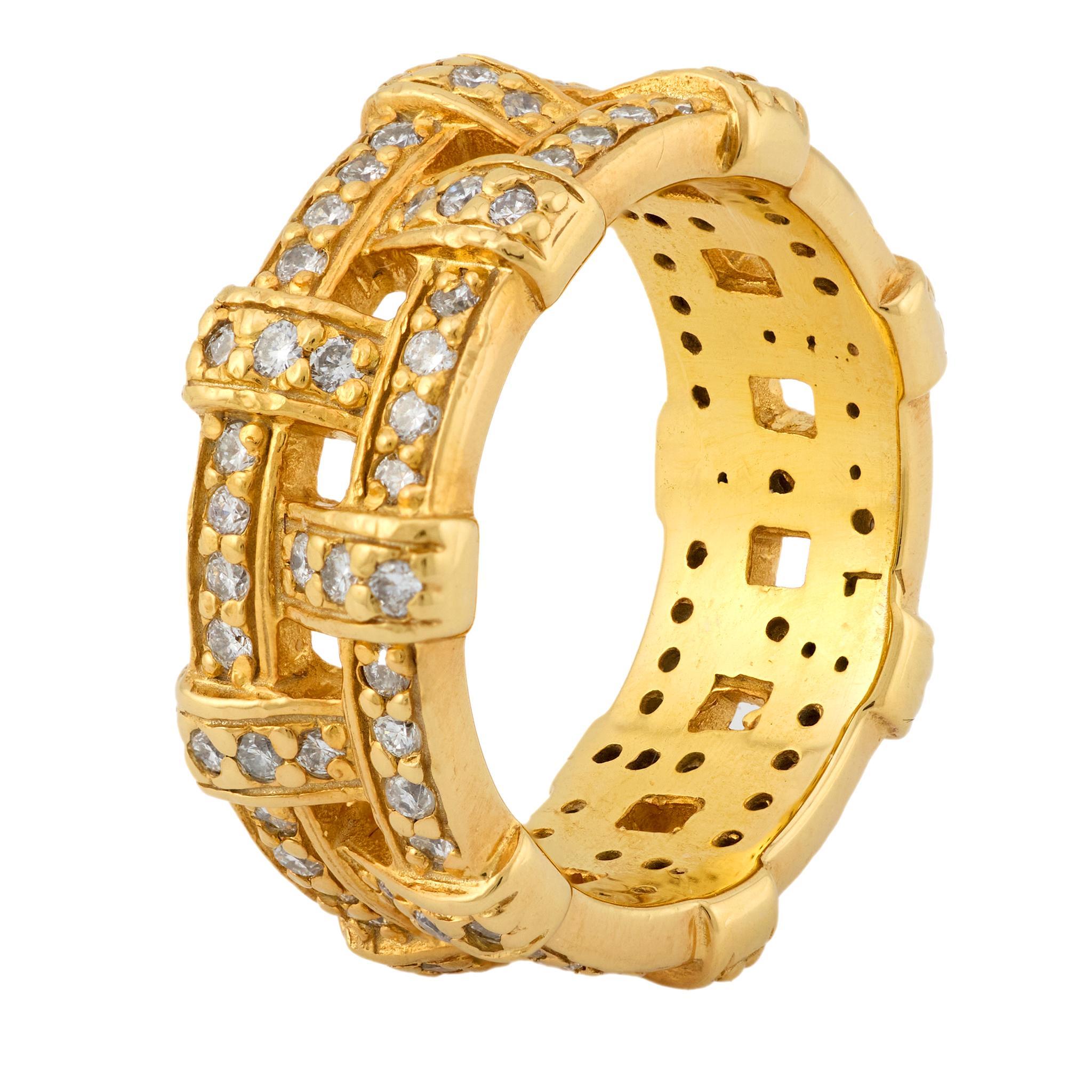 Vintage 2 Karat Gesamtgewicht Diamant 14k Gelbgold Band (Brillantschliff) im Angebot