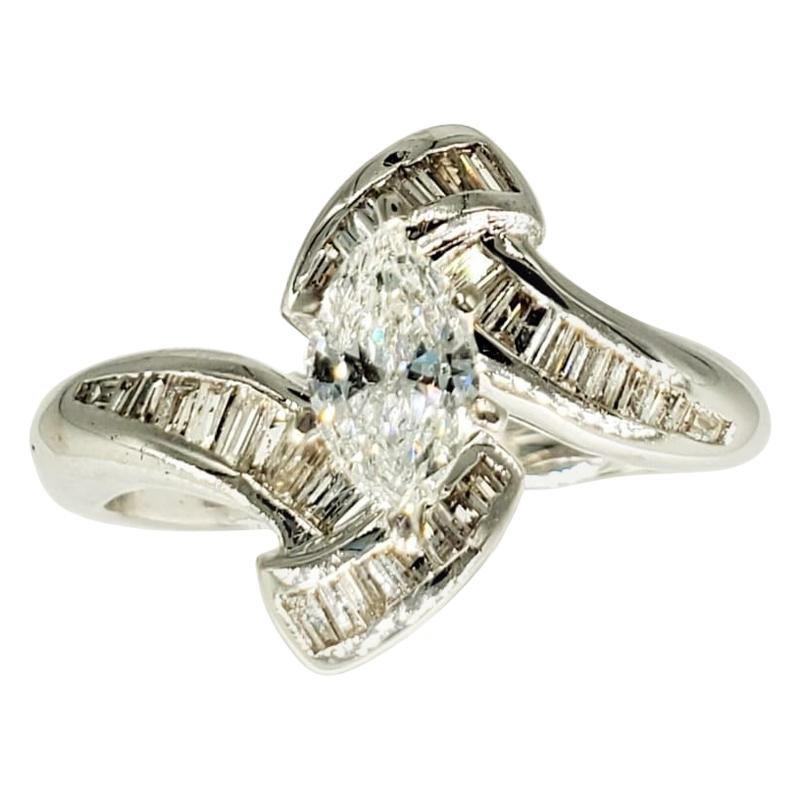 Vintage 2 Carat VS/I Marquise Diamonds Swivel Engagement Ring 14 Karat Gold