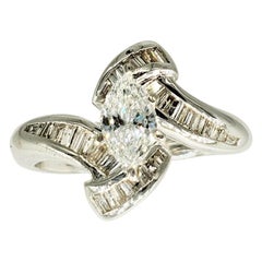 Retro 2 Carat VS/I Marquise Diamonds Swivel Engagement Ring 14 Karat Gold