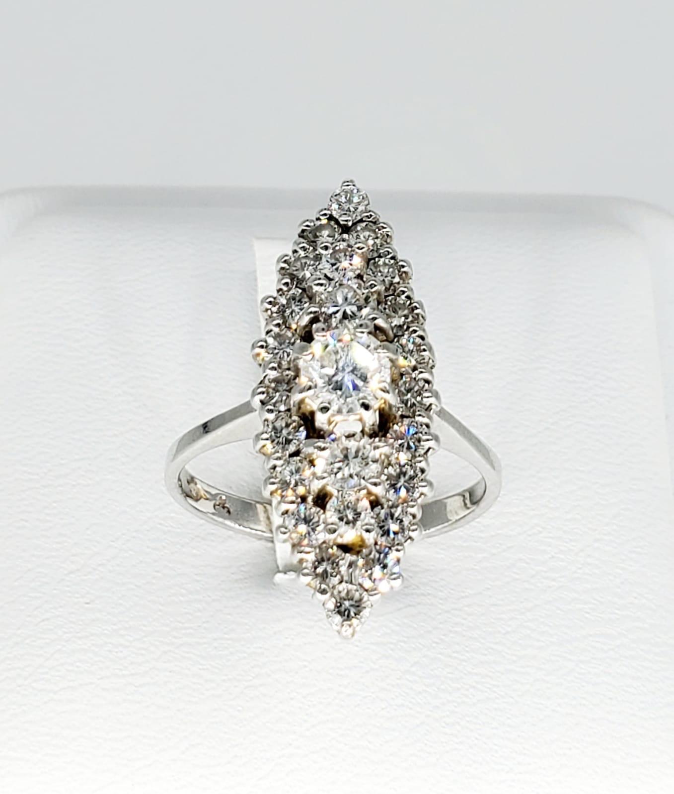 Round Cut Vintage 2 Carat Diamonds Cluster Cocktail Ring 18 Karat White Gold